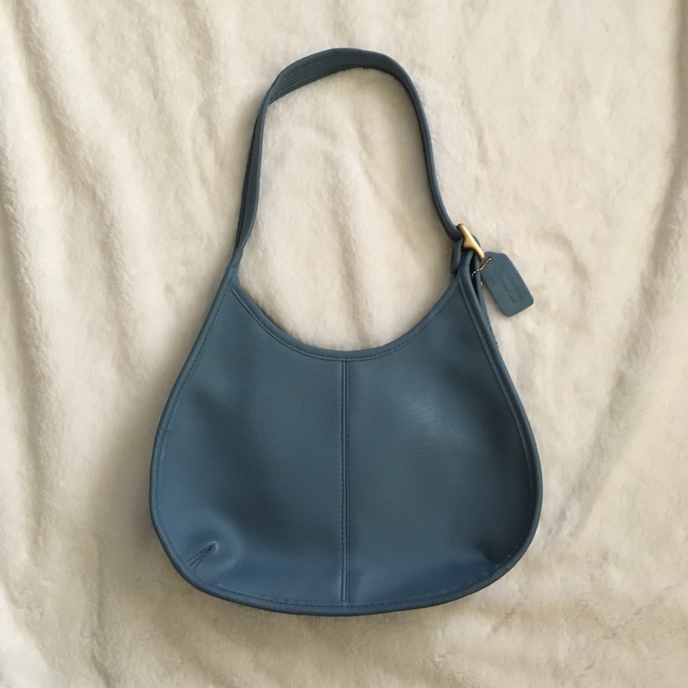 Blue Mini Hobo Leather Coach Handbag